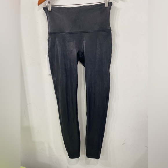 Spanx Faux Leather Shiny Leggings Black M - Picture 7 of 14